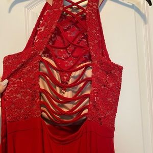 Red long formal gown